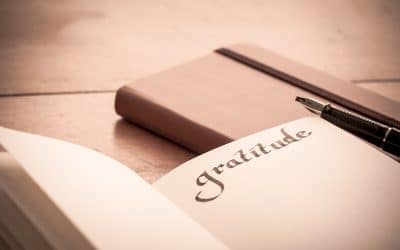 Open book with phrase "gratitude" written in it